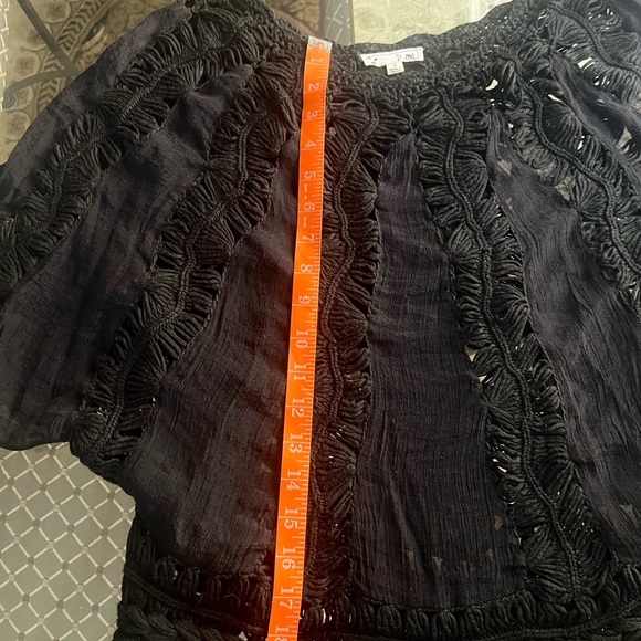 IT GIRL Vintage Bohemian Black Lace Crochet Blouse Bat Wing Sleeve Top S - Picture 9 of 14